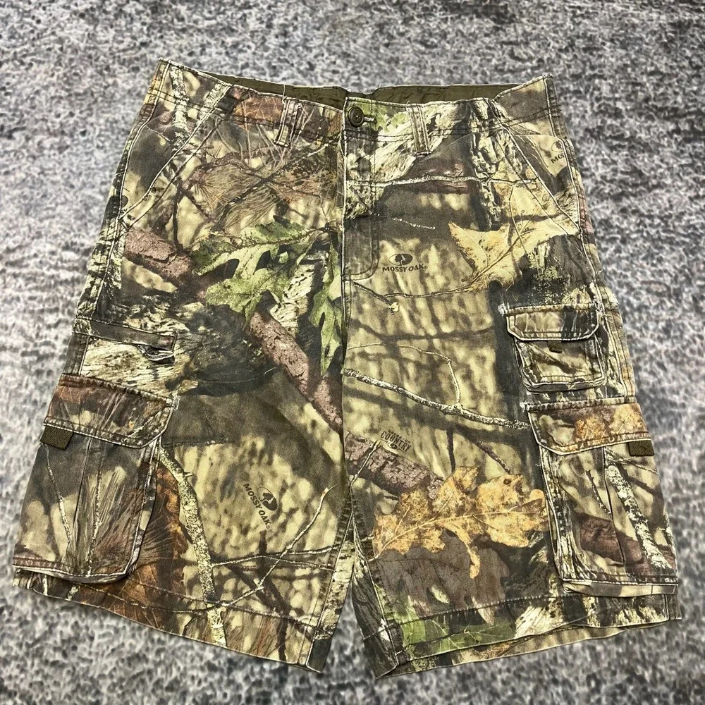 Faded Glory‎ Mossy Oak Camo Cargo Shorts Mens 36 Green Brown Outdoor Skater Y2K